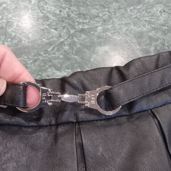 Little For Big Size XL Black Pleather Skirt With Straps & Silvertone Handcuffs - Picture 13 of 13